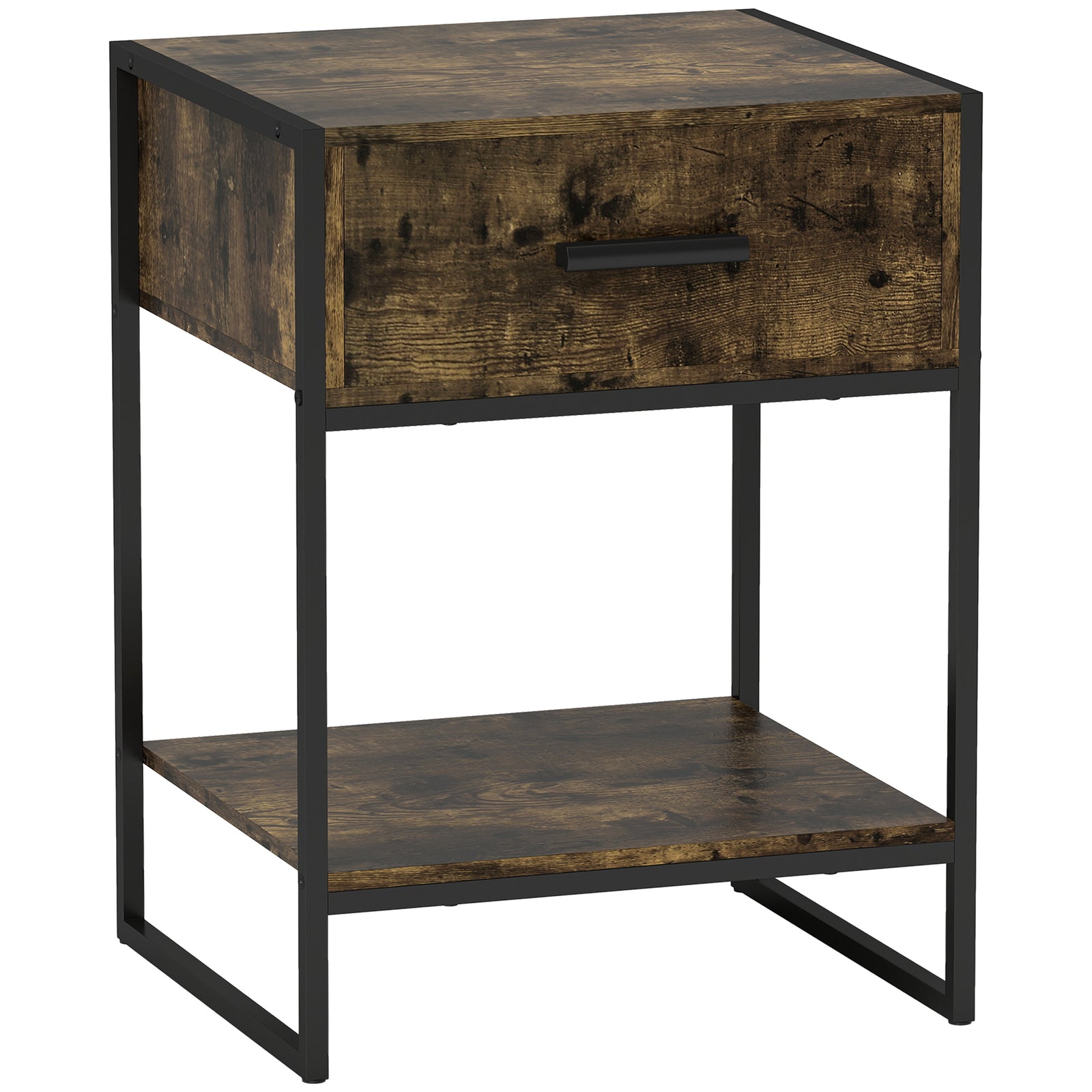Modern Bedside Table - Rustic Brown