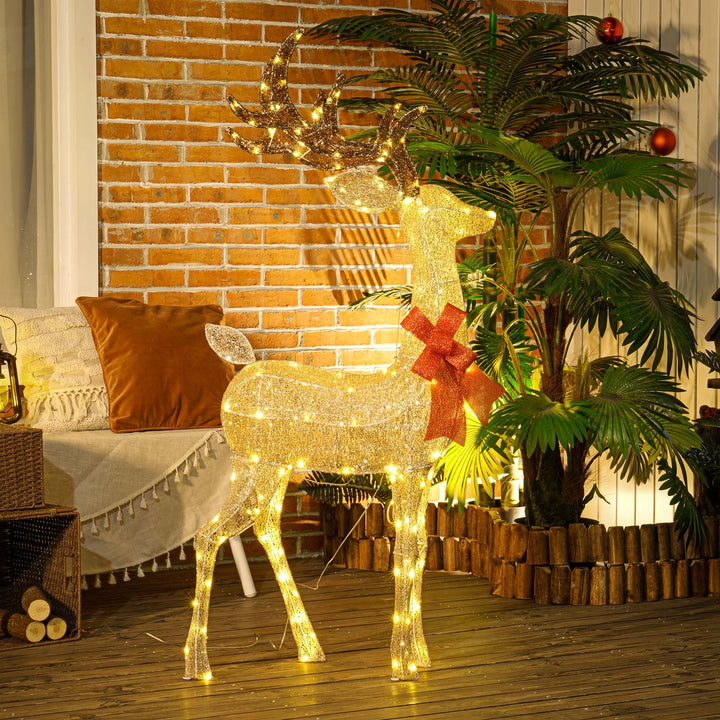 MCL Lighted Reindeer Christmas Decoration, Light Up Christmas Deer with 137 LED Lights for Indoor, Outdoor, Garden, Lawn, Gold Tone