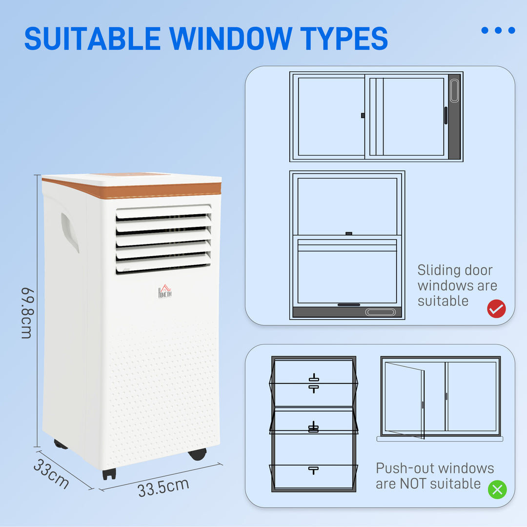 Portable Air Conditioner 10000 BTU, 4-in-1 Mobile Air Conditioning Unit with Cooling, Fan, Dehumidifier & Sleep Mode, LED Display, Remote Control, 24H Timer, Window Kit for Rooms up to 30㎡