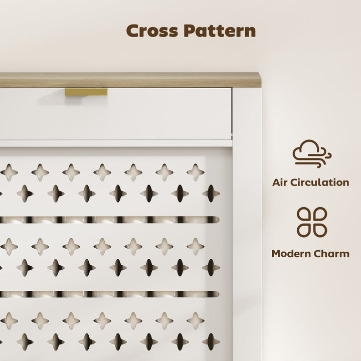 MCL 78 x 19 cm Minimal Radiator Cover, with Drawer - White