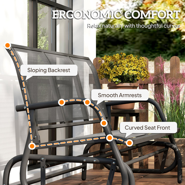 MCL 3-Seat Glider Rocking Chair for 3 People Garden Bench Patio Furniture Metal Frame, Grey