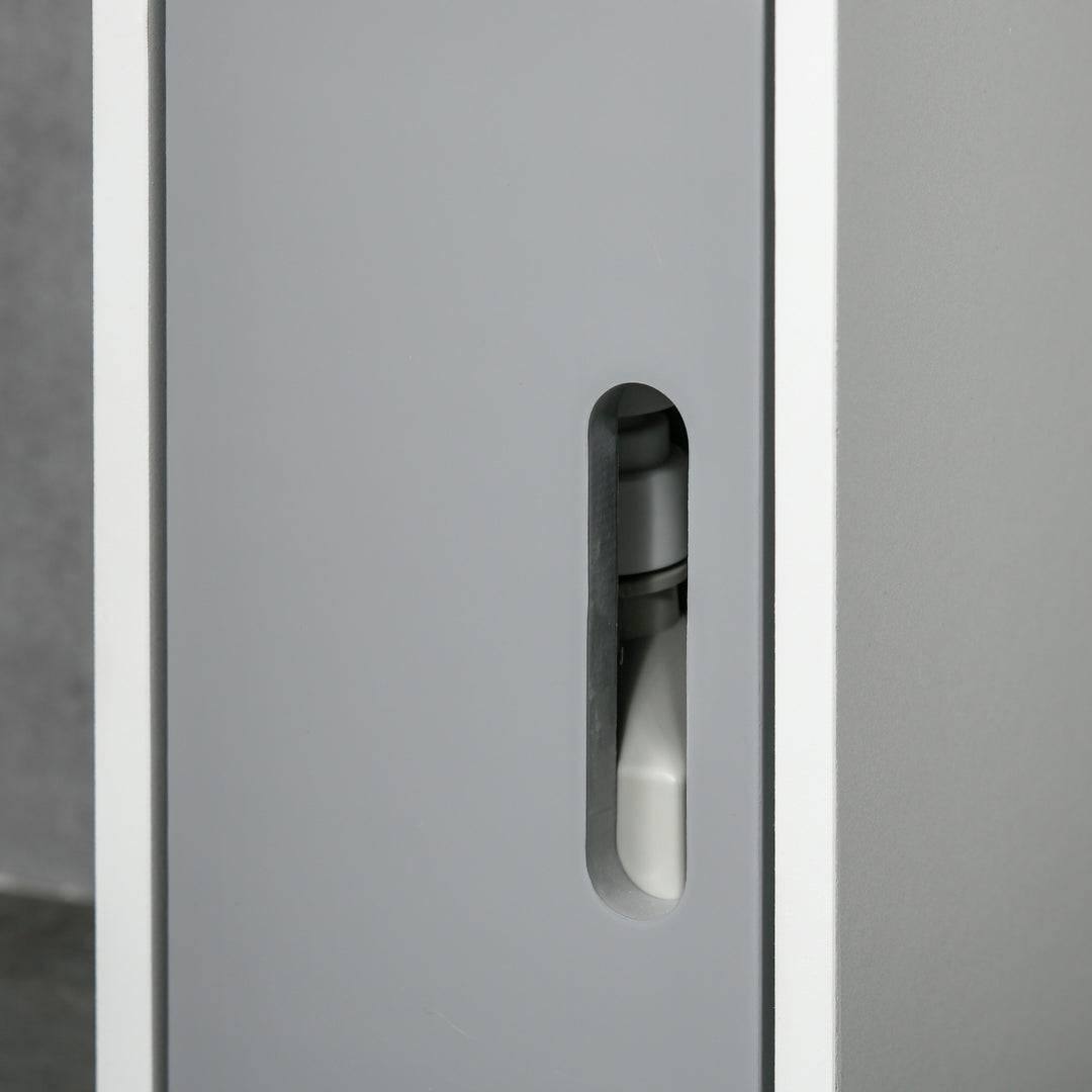 Modern Bathroom Storage Cabinet, Freestanding Tall Bathroom Cabinet with Open Shelves and 3 Cupboards with Door, for Bedroom Hallway, Grey