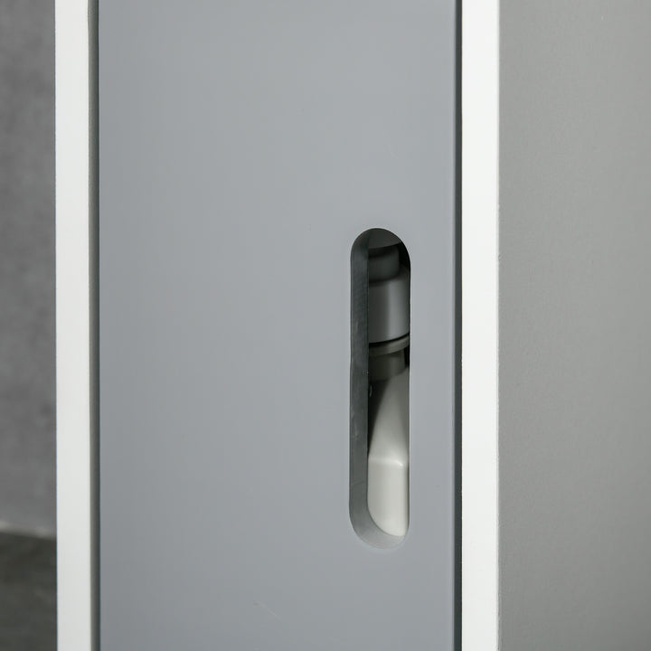Modern Bathroom Storage Cabinet, Freestanding Tall Bathroom Cabinet with Open Shelves and 3 Cupboards with Door, for Bedroom Hallway, Grey