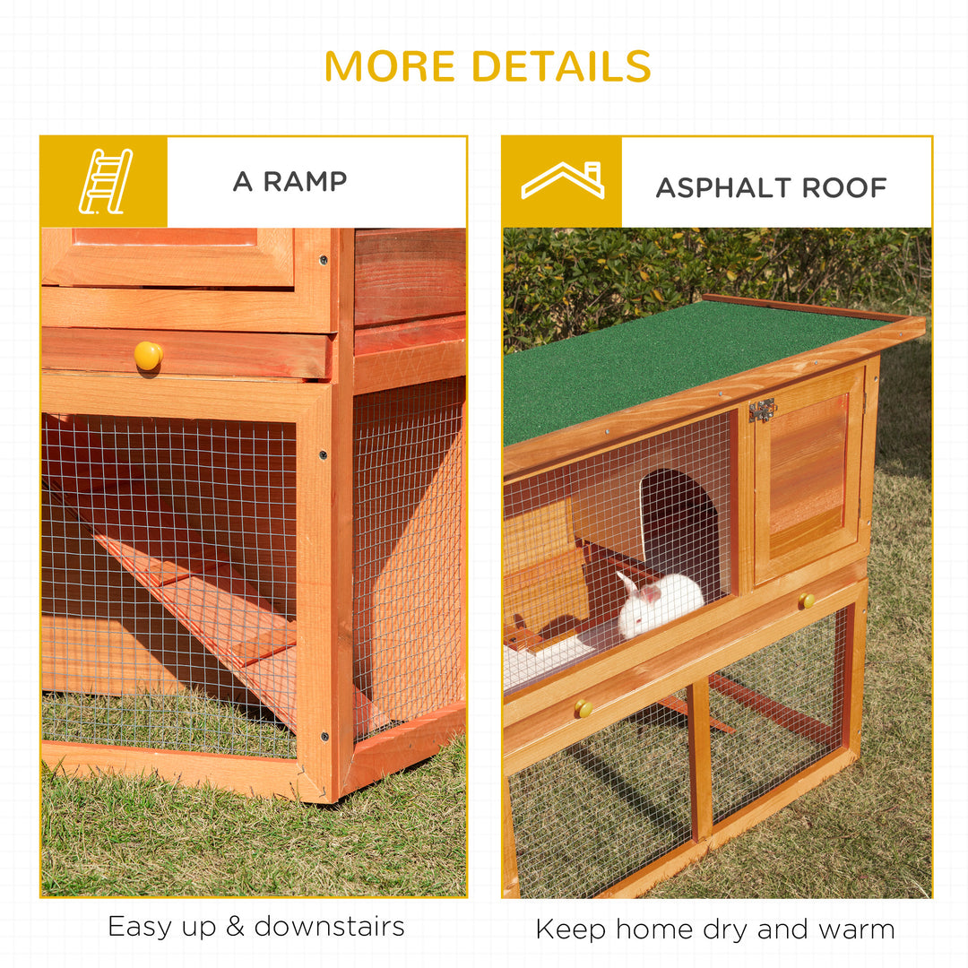 MCL Two-Tier Rabbit Hutch, Wooden Outdoor Pet Cage, with Opening Top