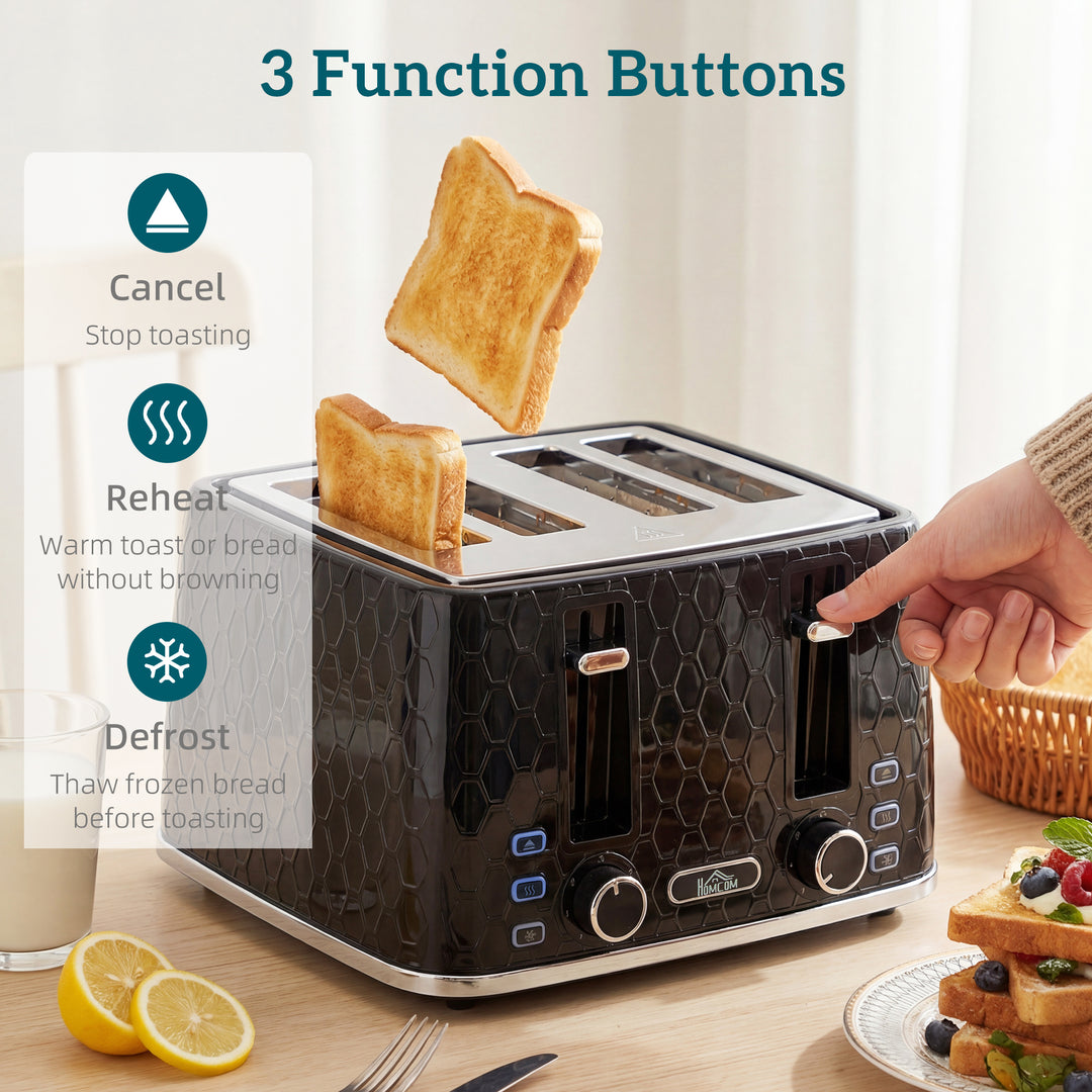 Kettle and Toaster Set, 1.7L 3000W Rapid Kettle with Strix Thermostat, 4 Slice Toaster with 7 Browning Controls