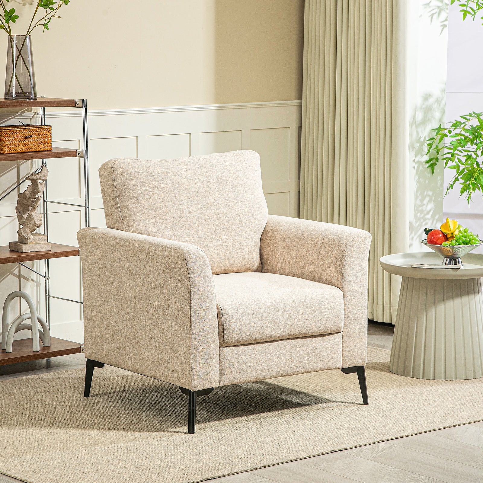 Linen-Look Armchair - Beige