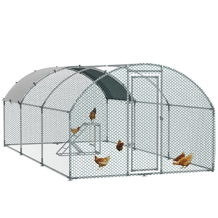 Walk In Chicken Run with Chicken Activity Shelf and Cover, 2.8 x 5.7 x 2m