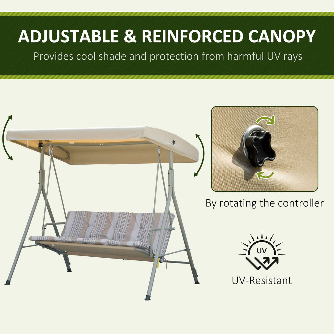 Three-Seater Garden Swing Seat - Light Brown