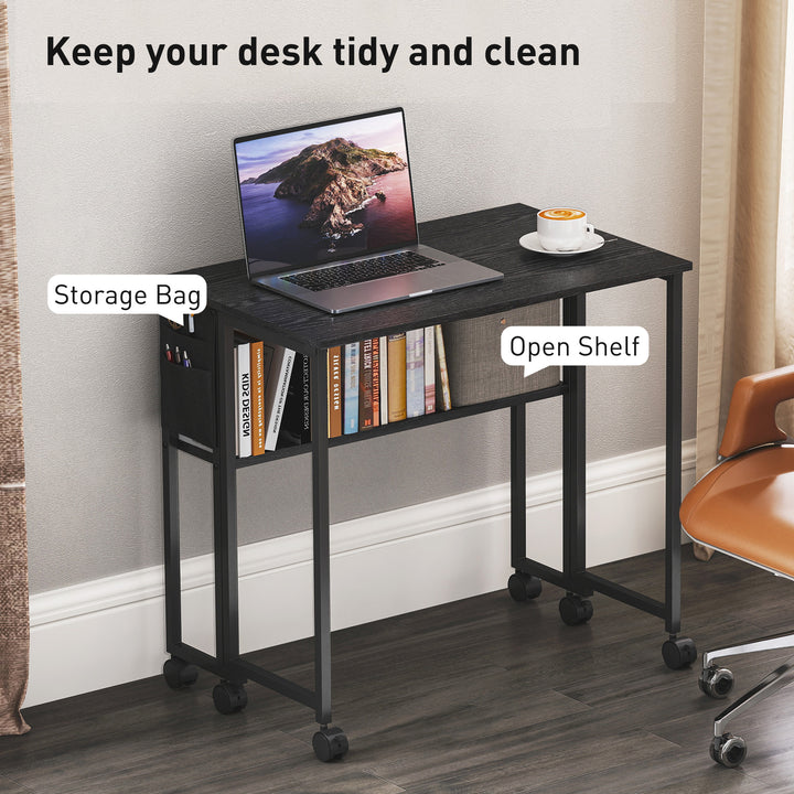 80 cm Drop Leaf Writing Work Desk - Black