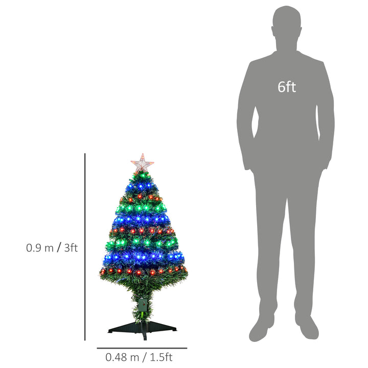 HOMCOM 3ft 90cm Fiber Optic Xmas Tree Artificial Christmas Tree | Aosom UK