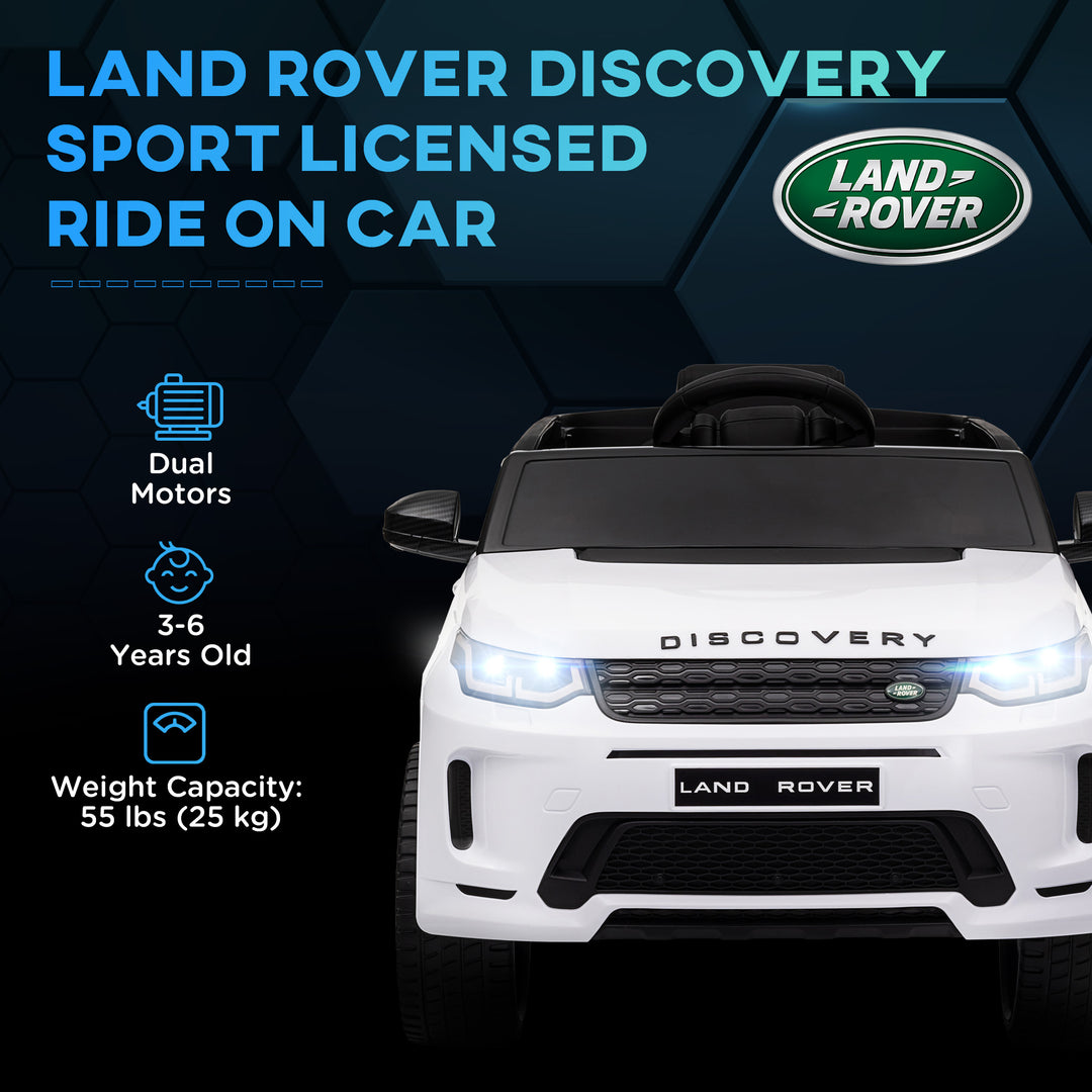 AIYAPLAY Licensed Land Rover Discovery Sport, 12V Kids Ride on Car w/ Remote Control, Lights, Music, Horn, for 3-6 Years, White