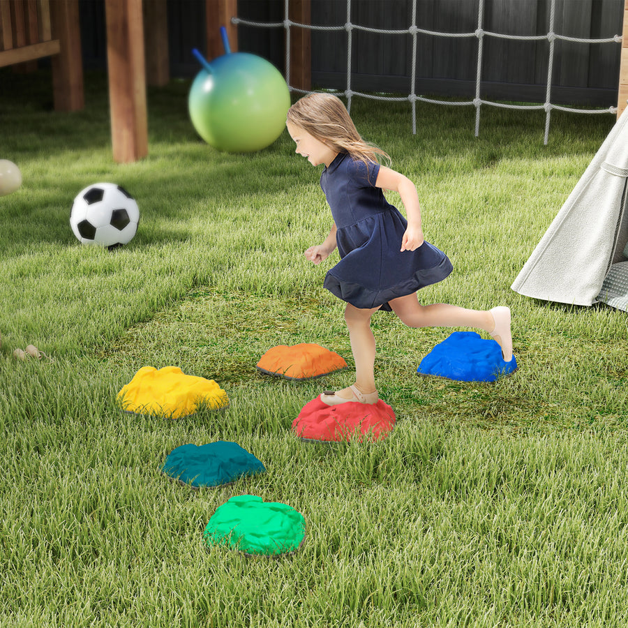 AIYAPLAY Balance Stepping Stones for Kids with Non-Slip Bottom, Indoor Outdoor Obstacle Course for Ages 3-8 Years, Multicoloured