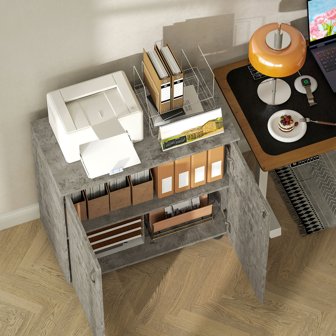 Two-Tier Locking Office Storage Cabinet - Grey
