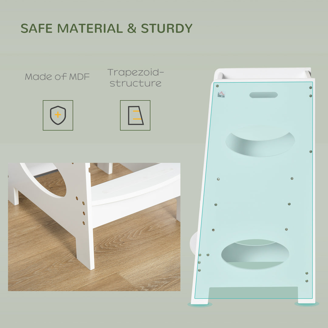 MCL Toddler Step Stool Kids Adjustable Standing Tower with Safety Rail for Kitchen Counter White