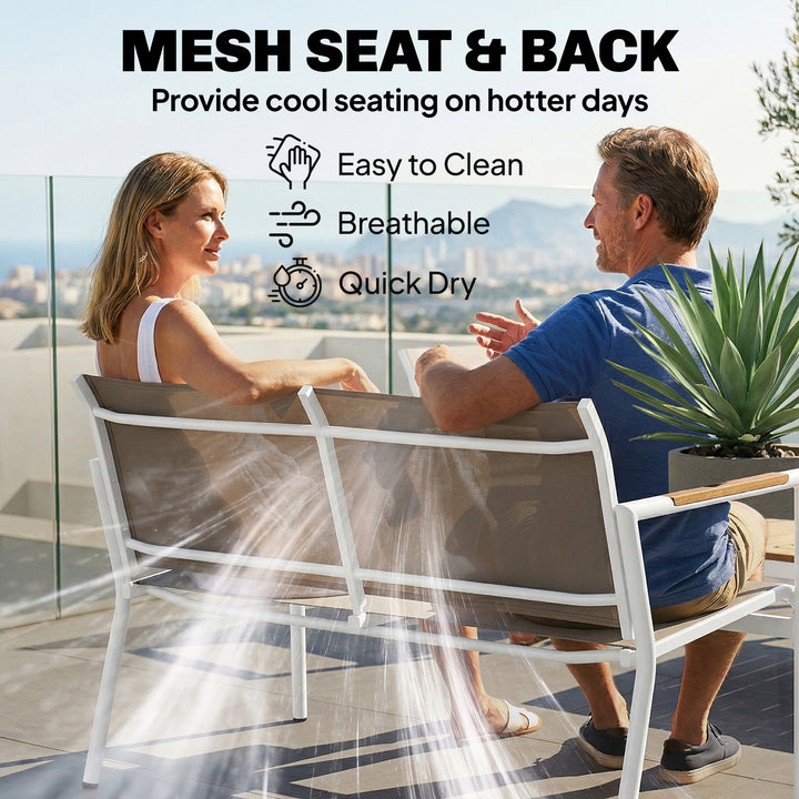 4 Seater Garden Furniture Set with Loveseat, Armchairs, Table, Metal G