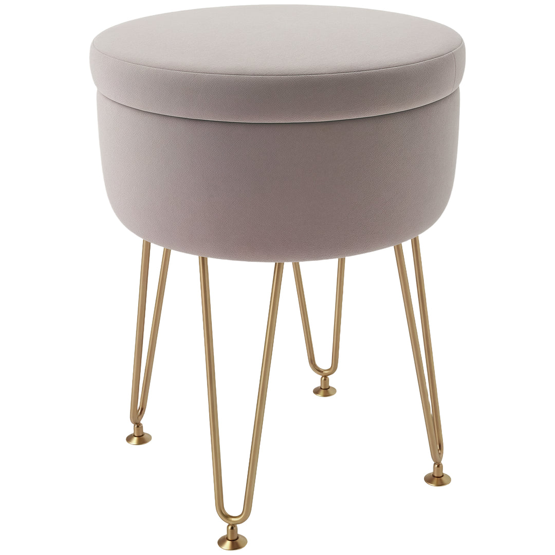 5L Velvet-Feel Storage Ottoman - Light Pink