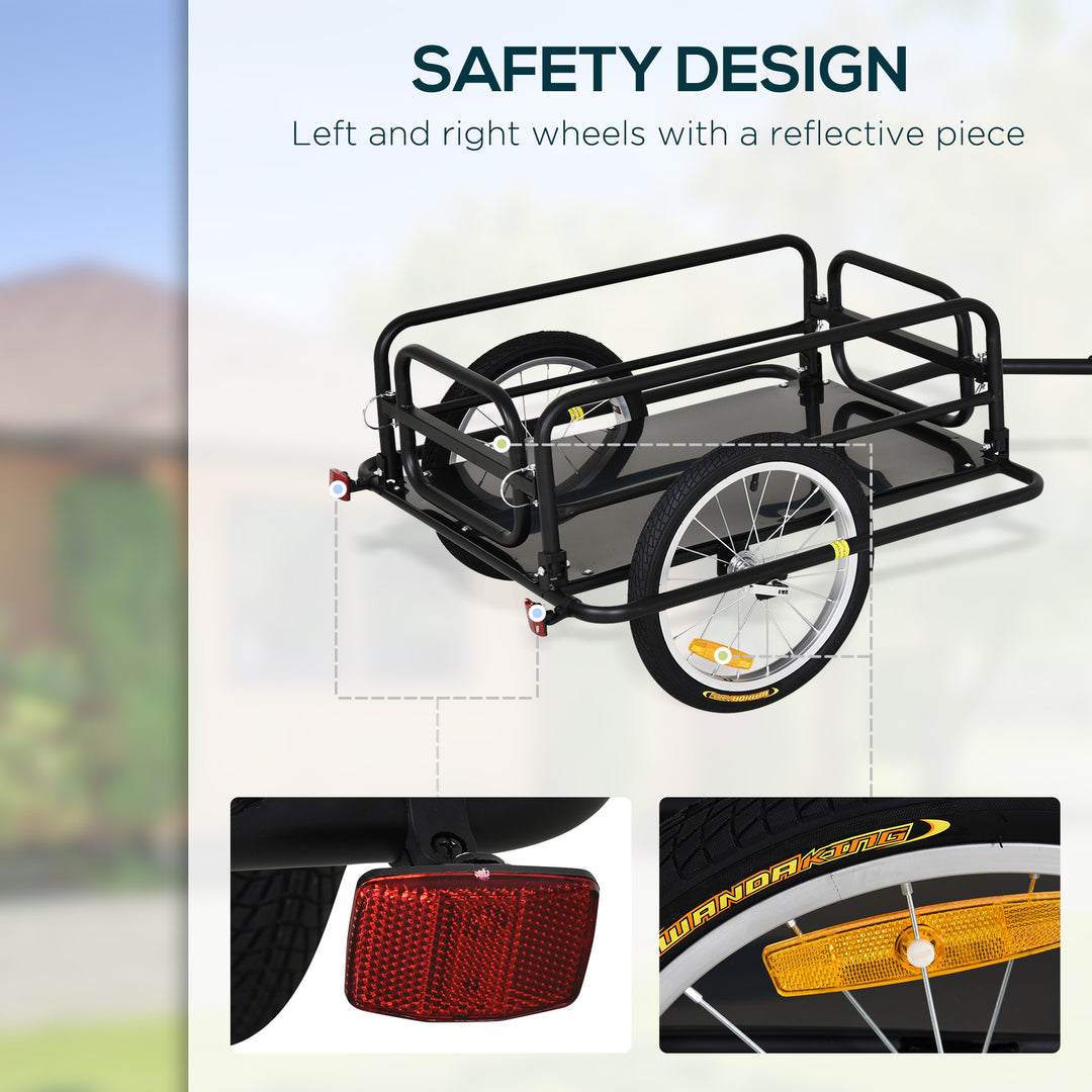 Bike Cargo Trailer in Steel Frame Extra Bicycle Storage Carrier with Hitch-Black