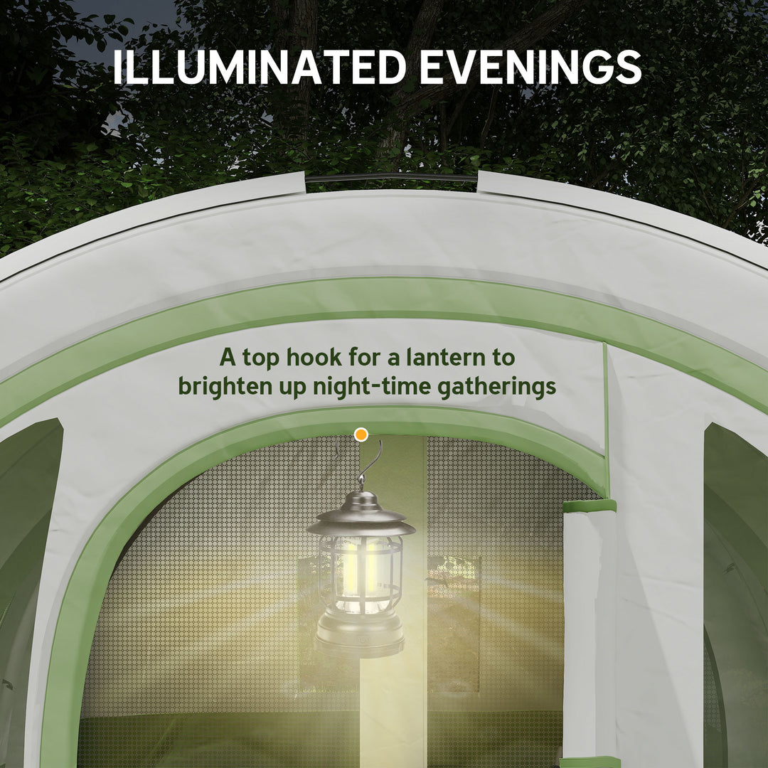 3000mm Waterproof Camping Tent, 5-6 Man Family Tent with Living and Bedroom, Carry Bag Included, Cream and Green