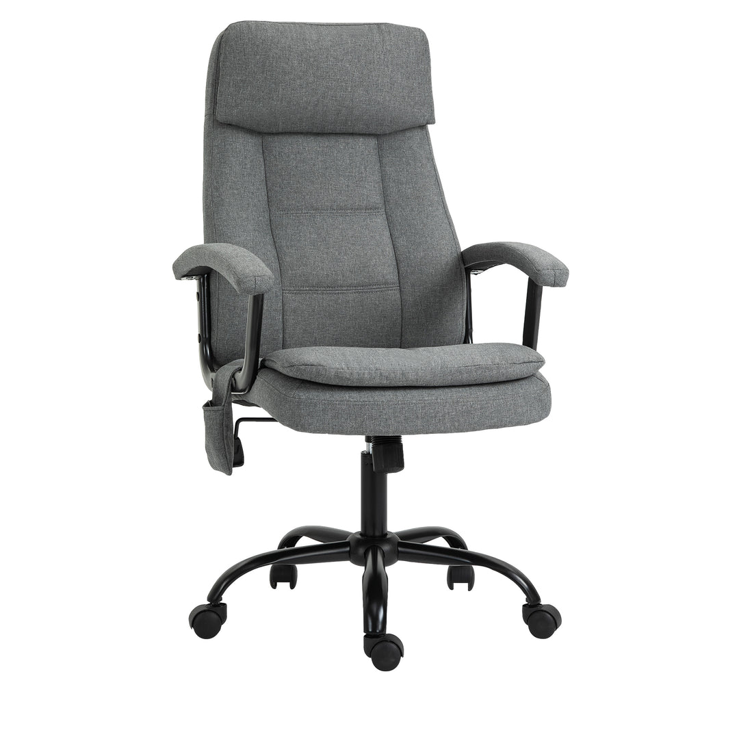 Office Chair, Linen Fabric Desk Chair with 2 Point Massage in Lumbar, Adjustable Height, Rolling Wheels, Grey