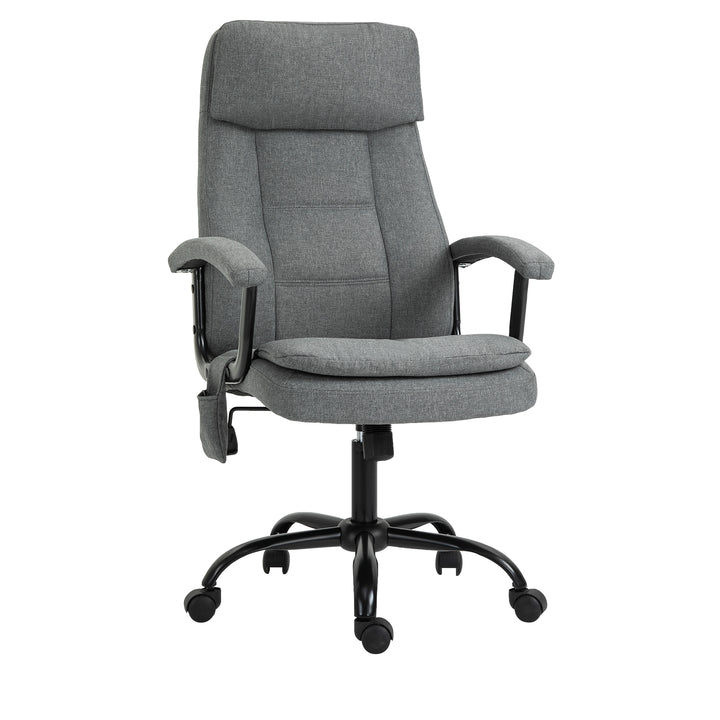 Office Chair, Linen Fabric Desk Chair with 2 Point Massage in Lumbar, Adjustable Height, Rolling Wheels, Grey