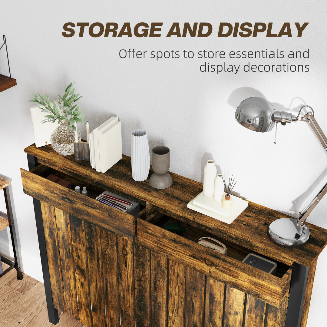 HOMCOM 93 x 119cm Rustic-Look Radiator Cover - Brown/Black