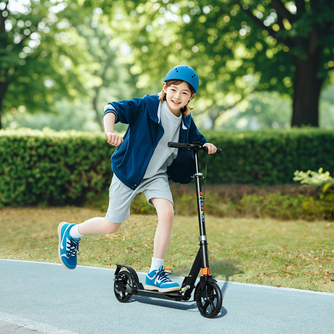 AIYAPLAY Kids Scooter with Four-Level Adjustable Handlebar, Dual Brake System, 200mm Wheels, ABEC-7 Bearings