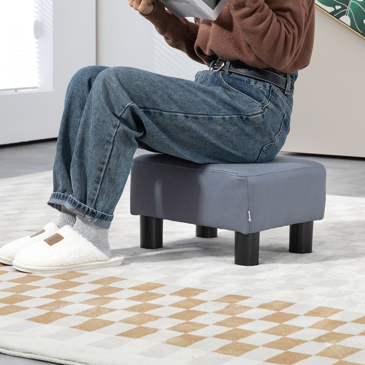 MCL Microfiber Cloth Footstool, Small Foot Rest, Rectangle Sofa Stool for Bedroom Living Room, Grey