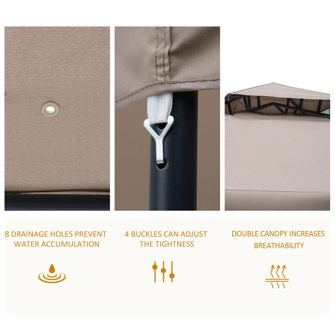 MCL Outdoor Gazebo, 2-tier Roof W/Netting, 295L x 295W x 263Hcm-Taupe