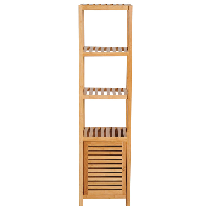 140cm Tall Bathroom Cabinet, Freestanding Storage Unit w/ 3 Shelves, Utility Organiser Cupboard for Home Kitchen