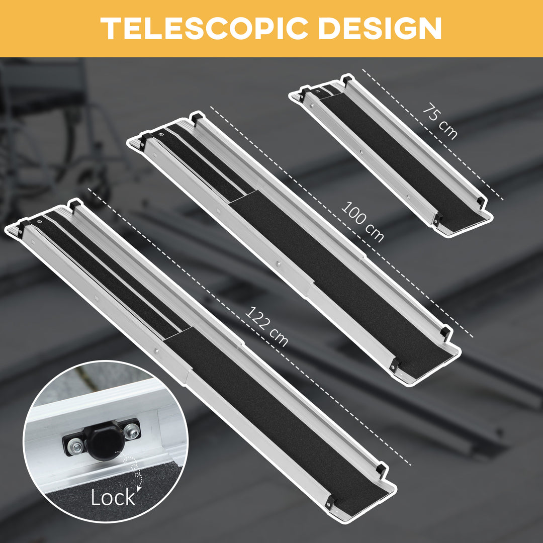 Set of Two 122cm Three-Level Aluminium Wheelchair Ramps