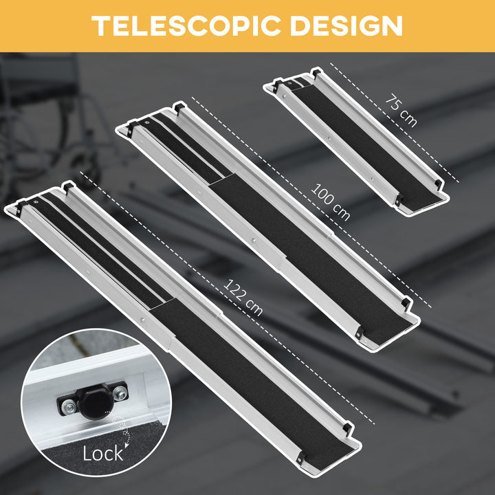 Set of Two 122cm Three-Level Aluminium Wheelchair Ramps