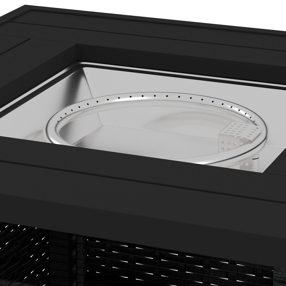 72.5 x 72.5cm 50,000 BTU Fire Pit Table, with Cover - Black