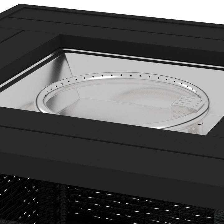 72.5 x 72.5cm 50,000 BTU Fire Pit Table, with Cover - Black