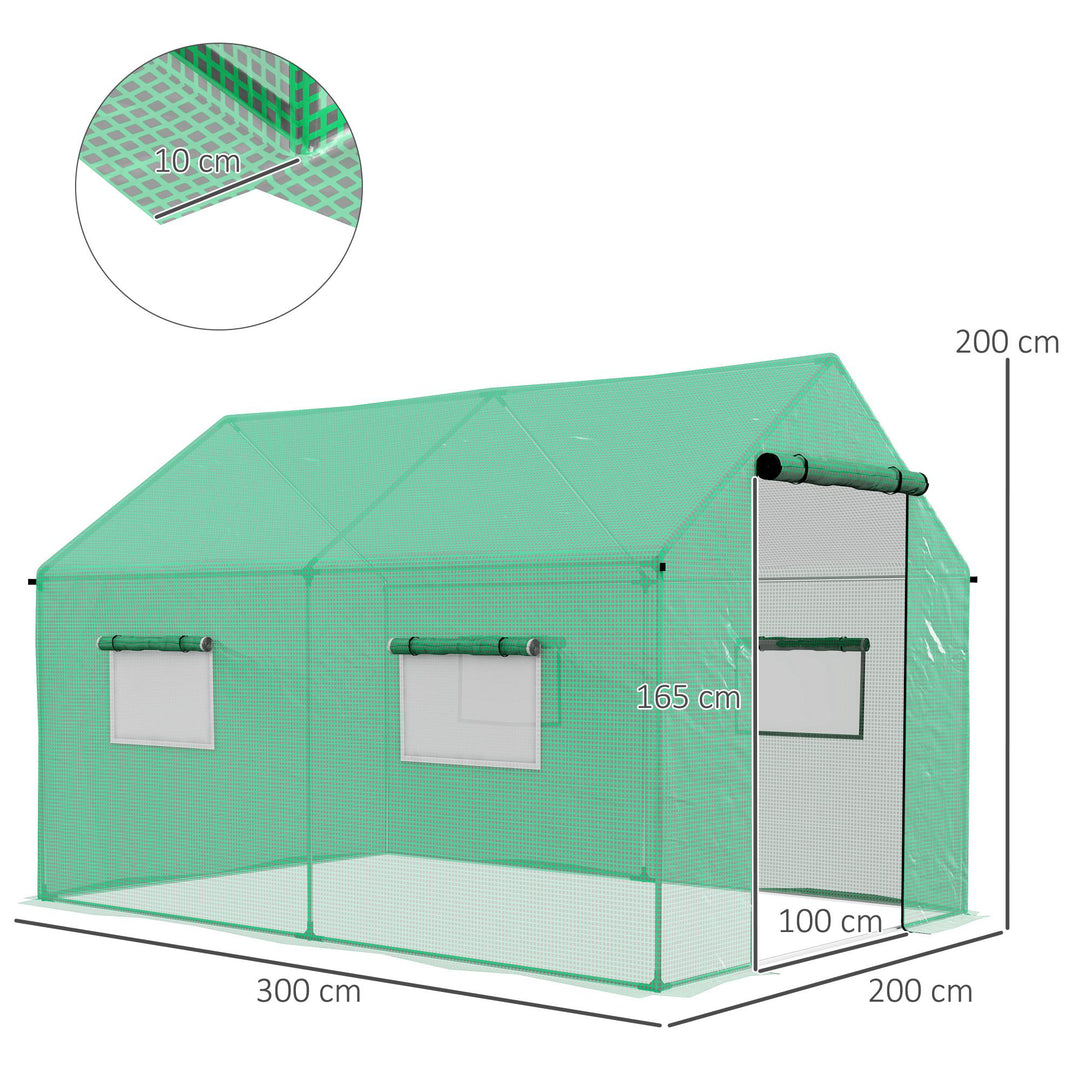 Polyethylene Walk-in Polytunnel Greenhouse, 2 x 3(m), Green