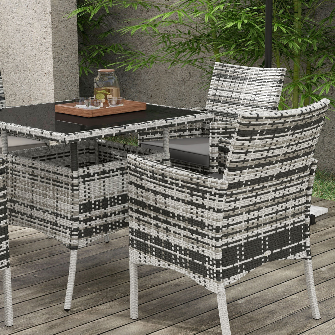 Five-Pieces Rattan Dining Set - Mixed Grey