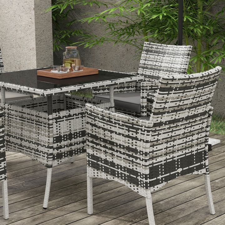 Five-Pieces Rattan Dining Set - Mixed Grey