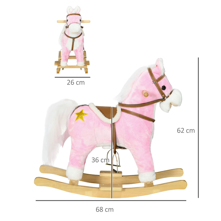 HOMCOM Wooden Rocking Horse with Music, Sound, Saddle for 3-6 Years | Aosom UK