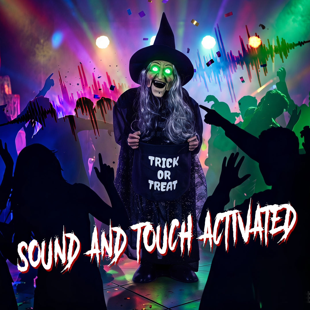 94cm Animated Witch Halloween Decoration, Scary Halloween Animatronics