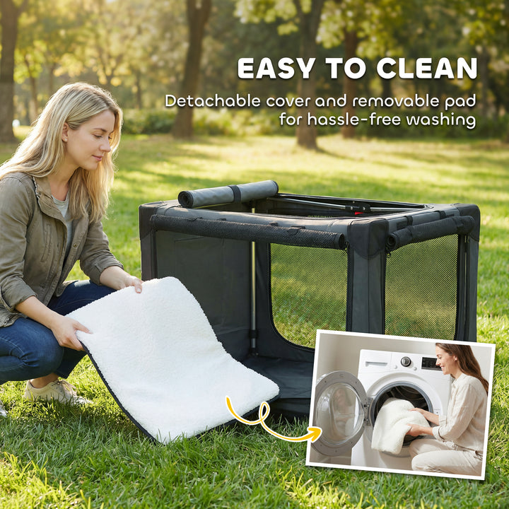 Soft Dog Crate Pet Travel Crate 90 x 64 x 64 cm with Removable Pad Mes