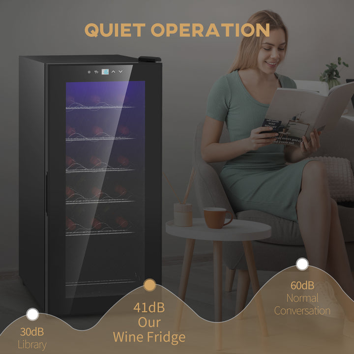 HOMCOM Freestanding Wine Fridge, 35cm Wide Undercounter Wine Cooler Fridge w/ Temperature Control, Digital Touch Screen, LED, Glass Door | Aosom UK