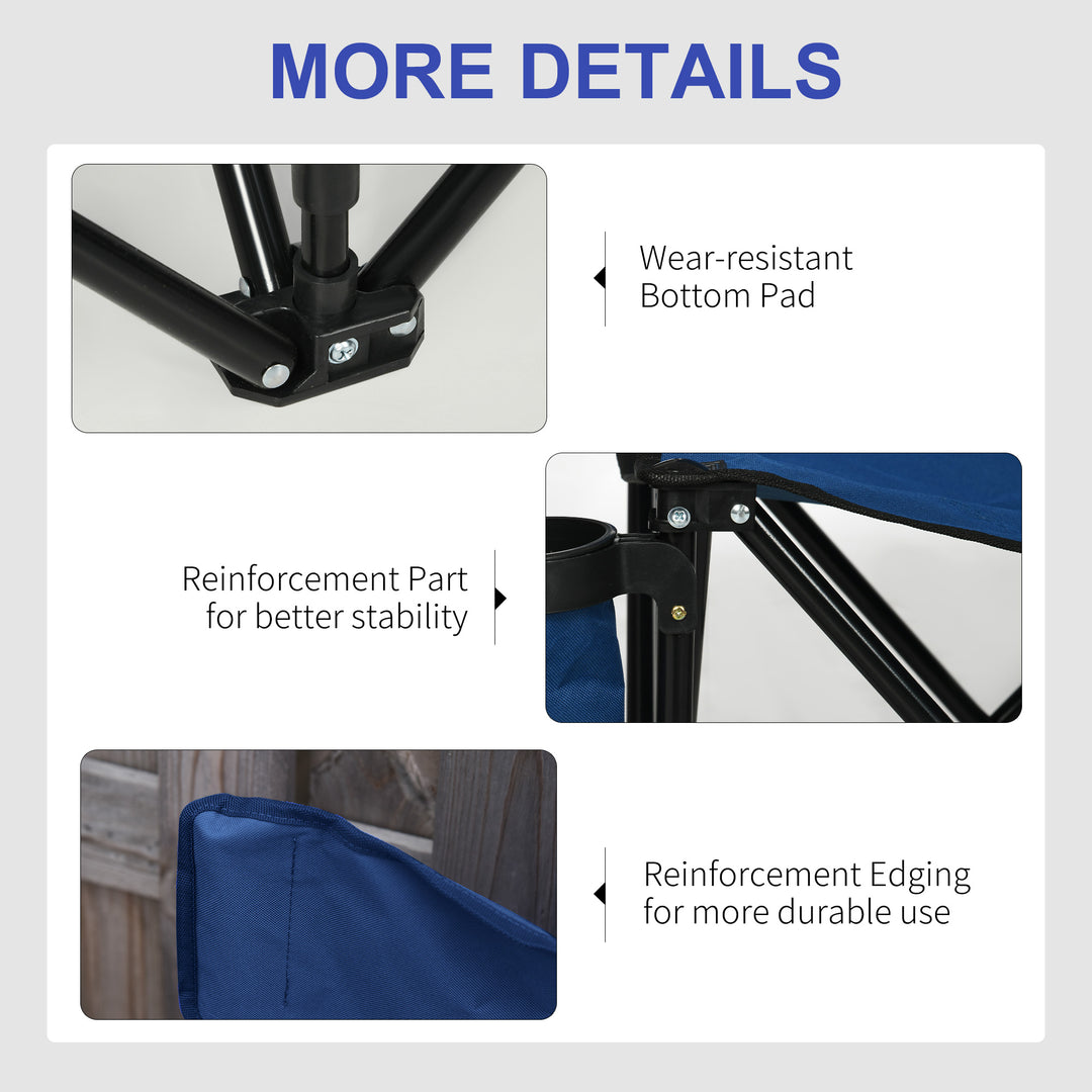 6 Seater Folding Camping Chair with Cup Holder & Carry Bag - Blue
