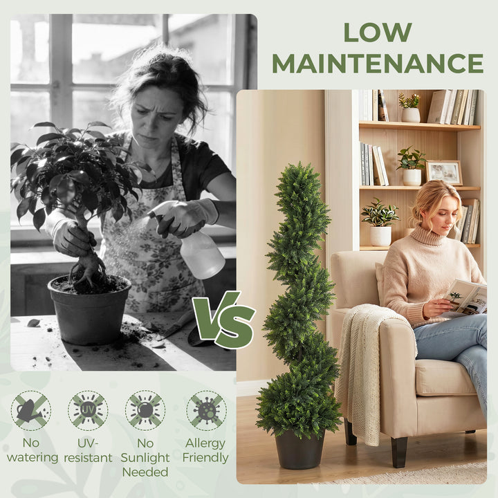 Decorative Artificial Plants Set of 2, UV Resistant Fake Plants in Pot