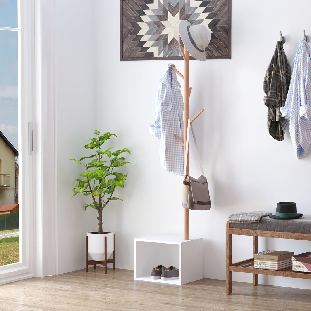 180 cm Hallway Coat Rack Storage Bench Tree Hat Hanger Entryway Stand Garment Organiser Bedroom Living Room