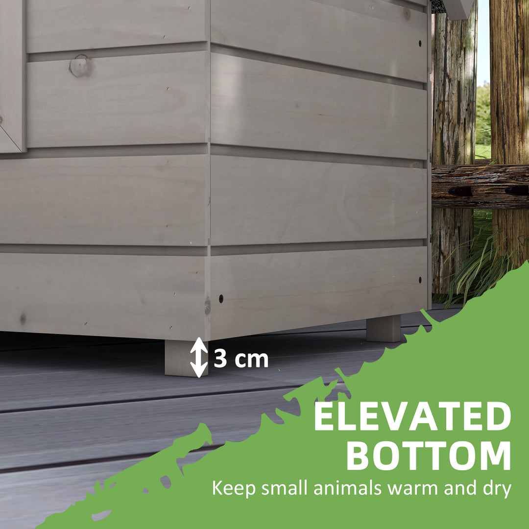 MCL Wooden Outdoor Cat House, Elevated Cat Shelter Kennel, Pet Play House with Openable Top, Asphalt Roof, Window, Grey