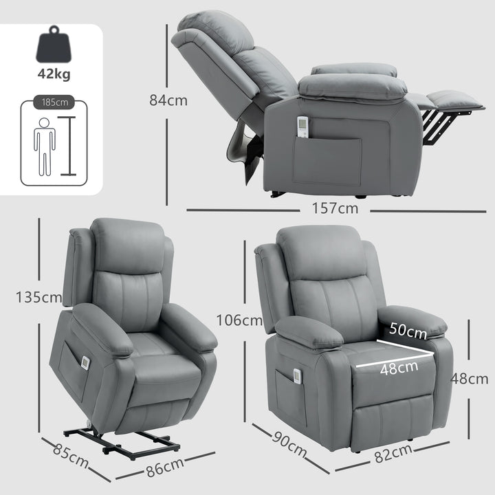 Riser and Recliner Chair with Massage, PU Leather Power Electric Lift - view 3