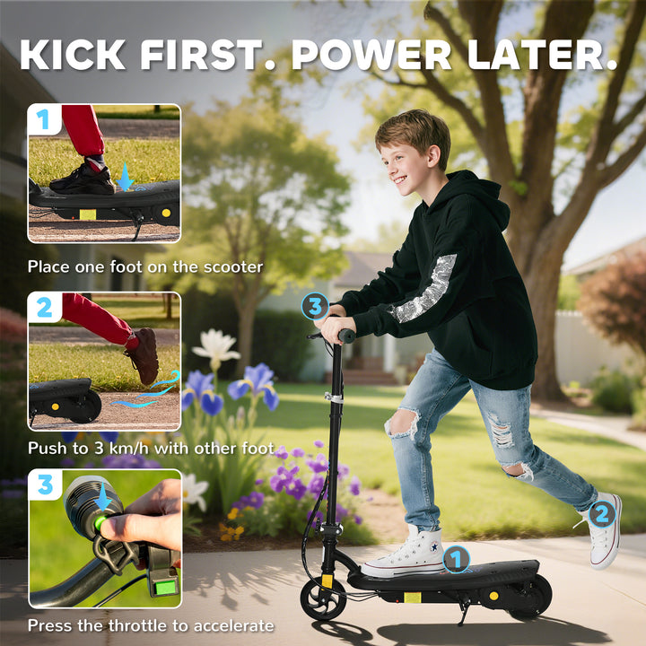 MCL Foldable Electric Scooter, with LED Headlights, for Ages 7-14 Years, Black