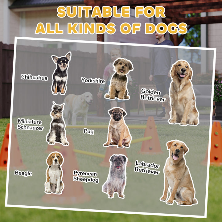Dog Agility Equipment Set of Six Cones, Six Poles with Carry Bag, Three-Piece Adjustable Height Jumping Obstacles Orange