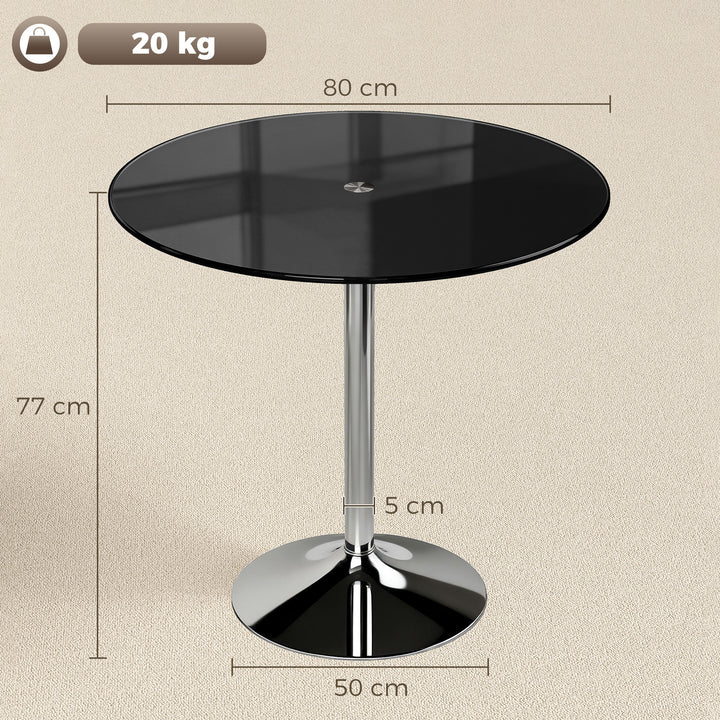 Round Bar Table, Modern Dining Table with Tempered Glass Top and Steel