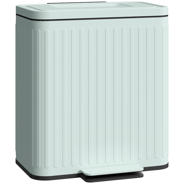 40L Dual Compartment Rubbish Bin, with Soft-Close Lid - Green