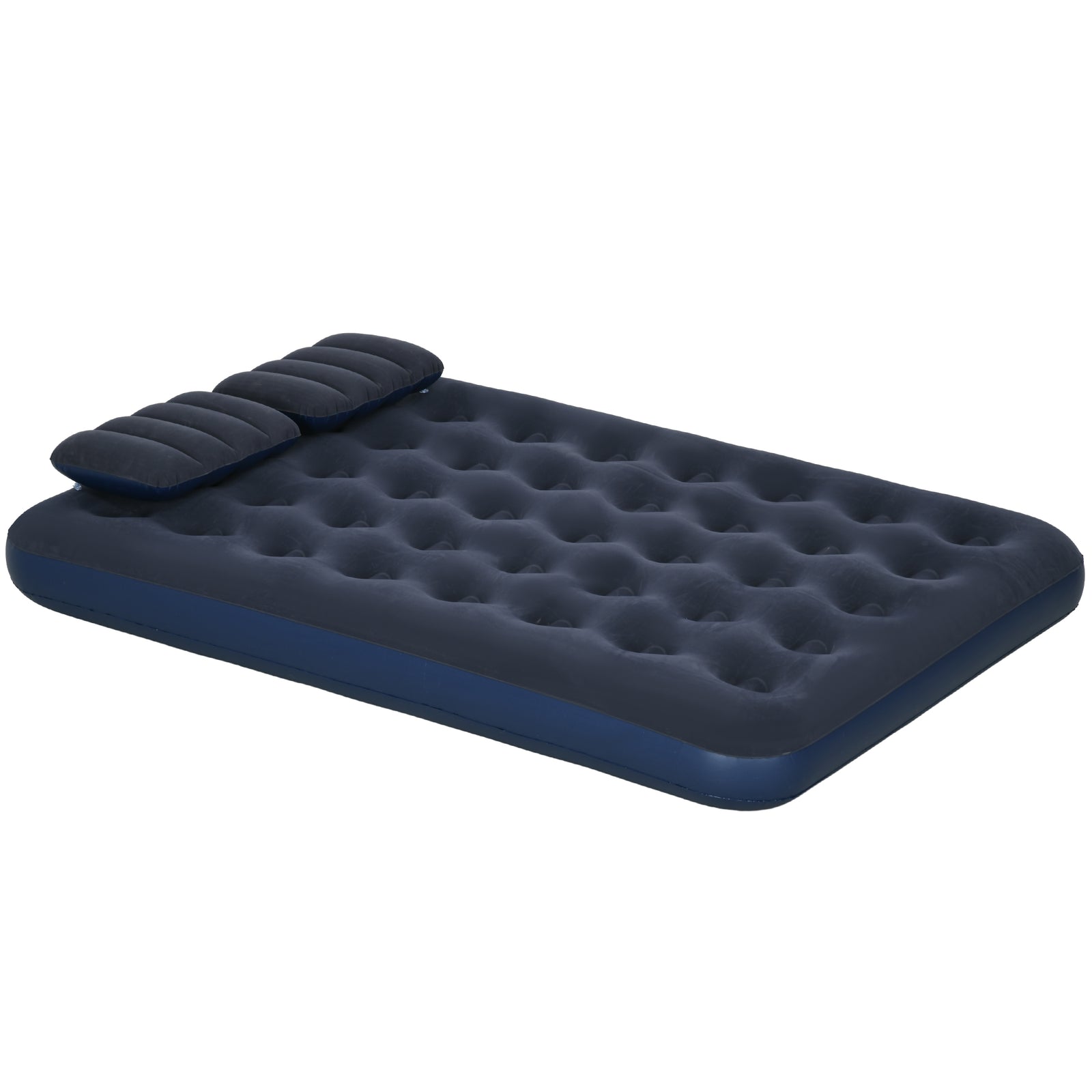 Inflatable King Size Air Bed, with Built-In Hand Pump - Blue